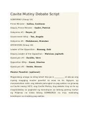 Cavite mutiny debate script